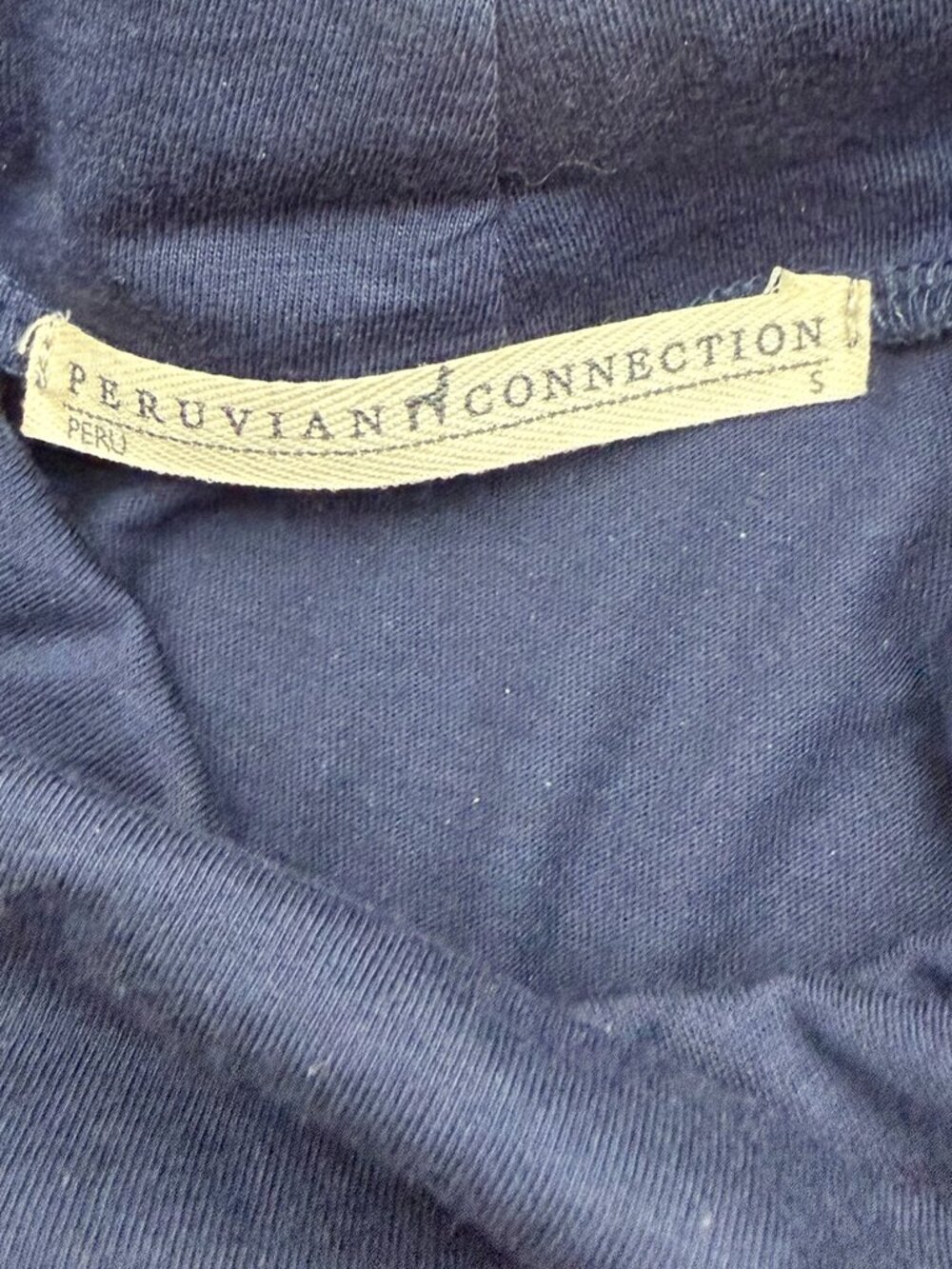 Peruvian‎ Connection NWOT Ariana Jersey Turtleneck Midi Dress Size S in Navy - Picture 5 of 10